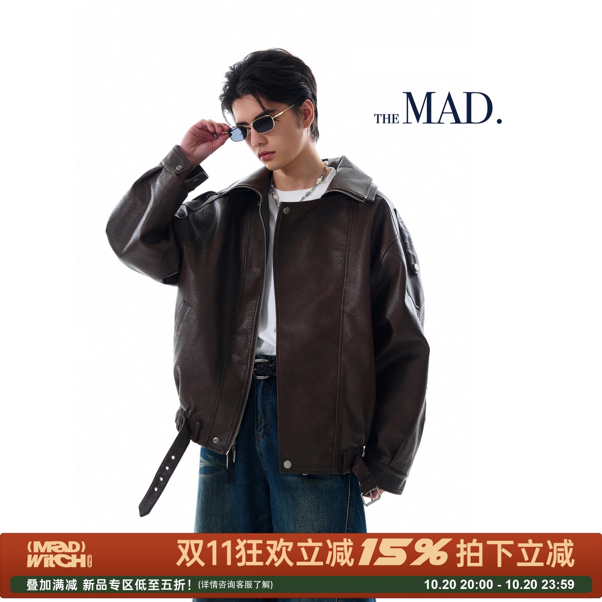 MADWITCH复古痞帅pu皮衣外套
