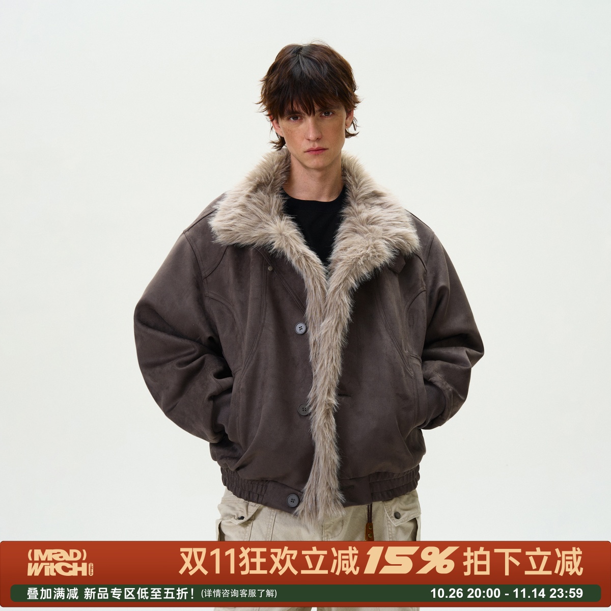 MADWITCH复古做旧座山雕加厚棉服