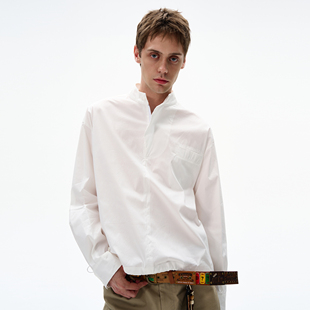衬衣 男女简约休闲vibe长袖 MADWITCH美式 高级感半拉链立领套头衬衫