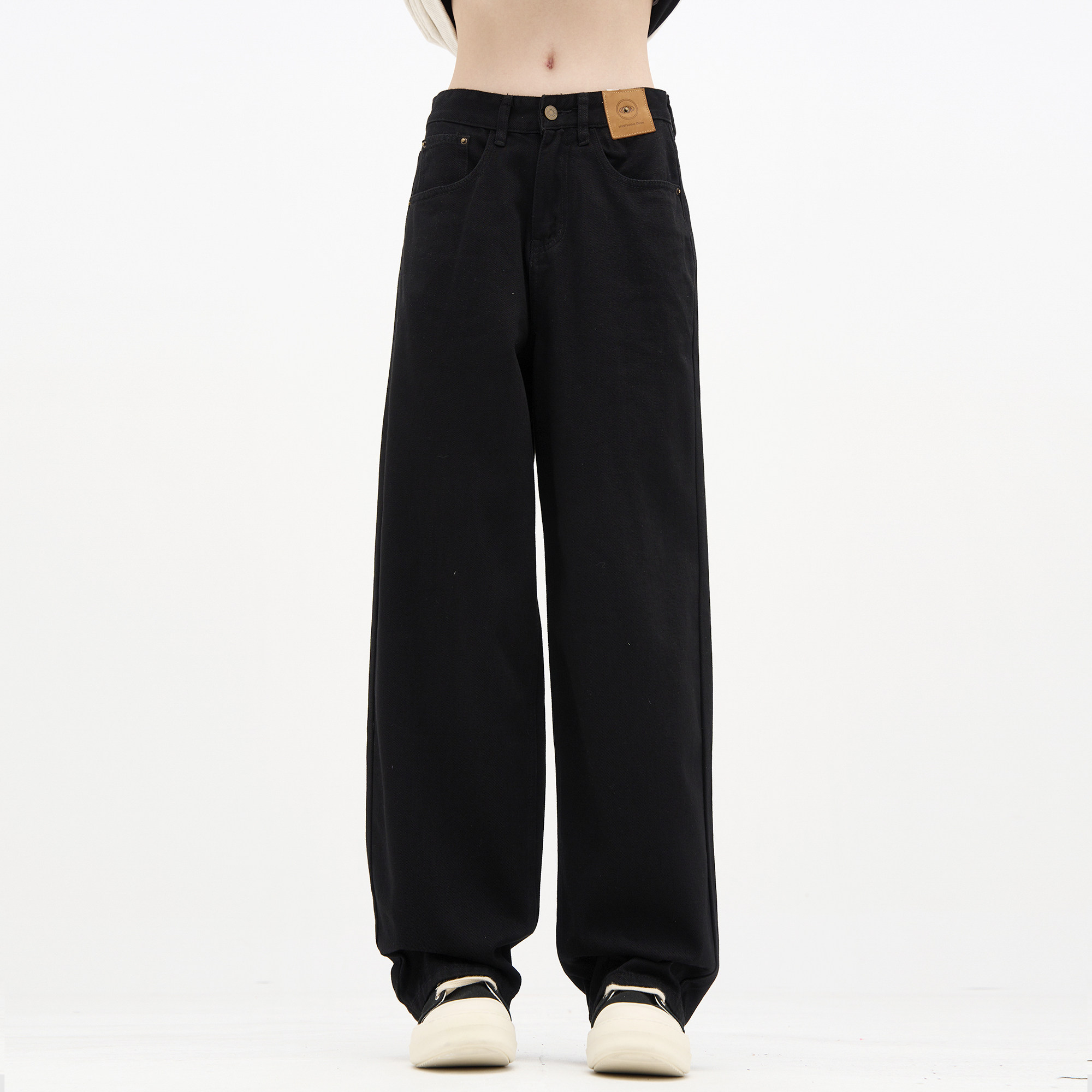 MADWITCH美式简约百搭宽松直筒阔腿裤女黑色牛仔裤休闲复古裤子男,男装,牛仔裤,淘宝优惠券,粉丝福利购,淘宝优惠卷