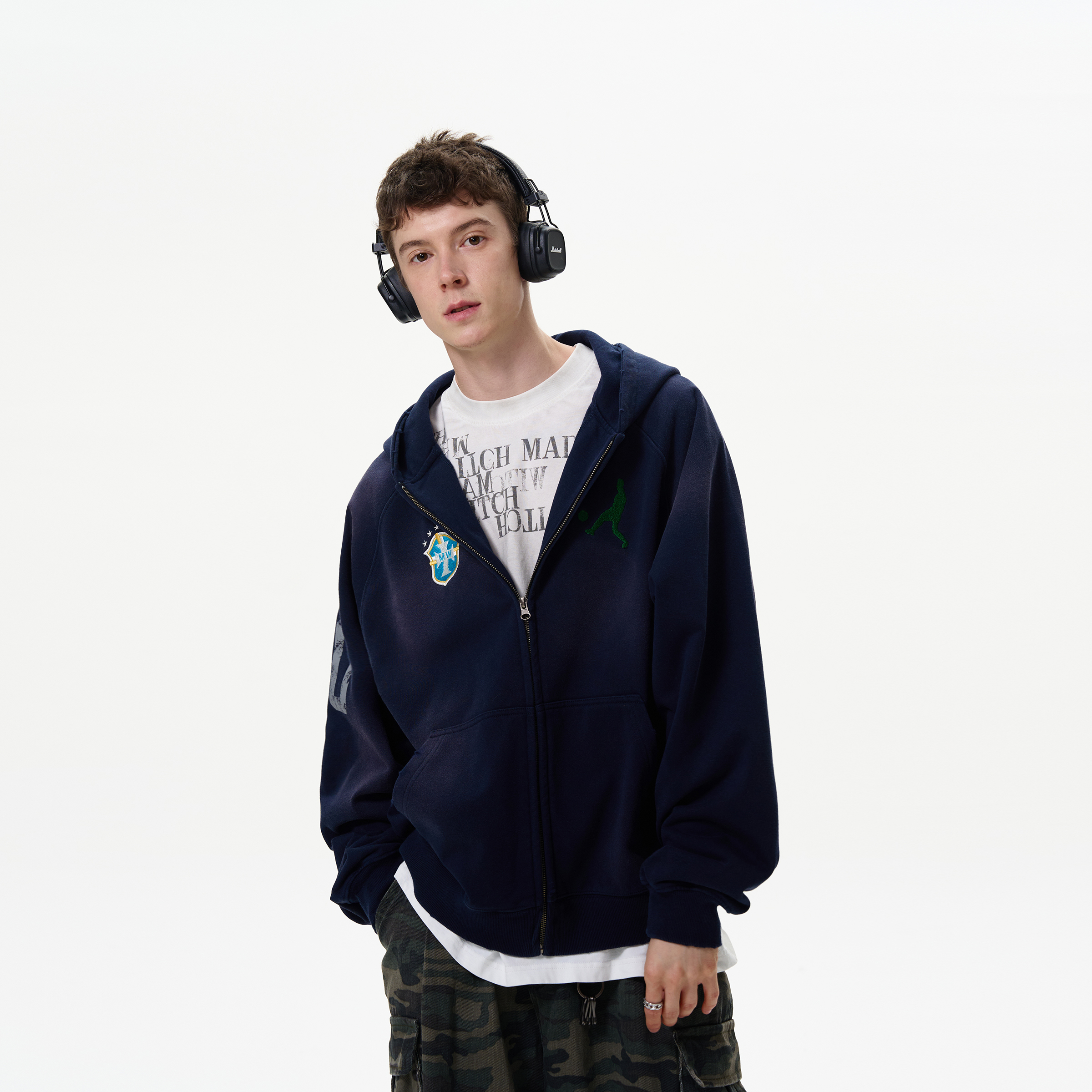 MADWITCH不规则水洗做旧卫衣