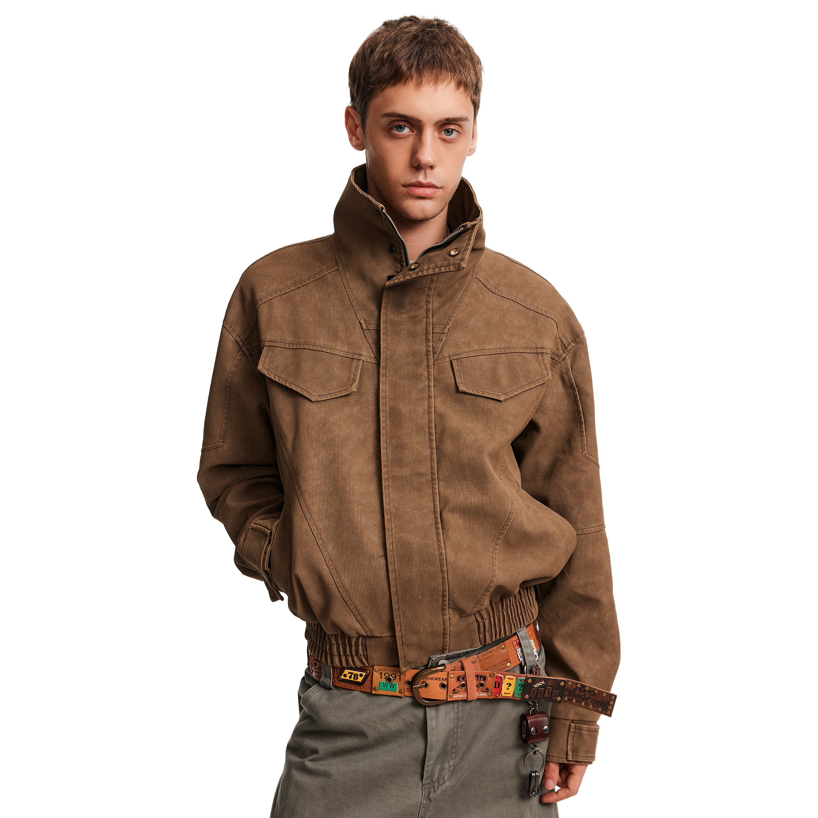 MADWITCH秋冬美式解构拼接立领夹克男女痞帅设计感短宽工装外套潮,男装,夹克,淘宝优惠券,粉丝福利购,淘宝优惠卷