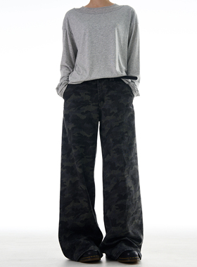 MADWITCH美式高街水洗迷彩休闲裤男女宽松直筒街头痞帅vibe长裤潮