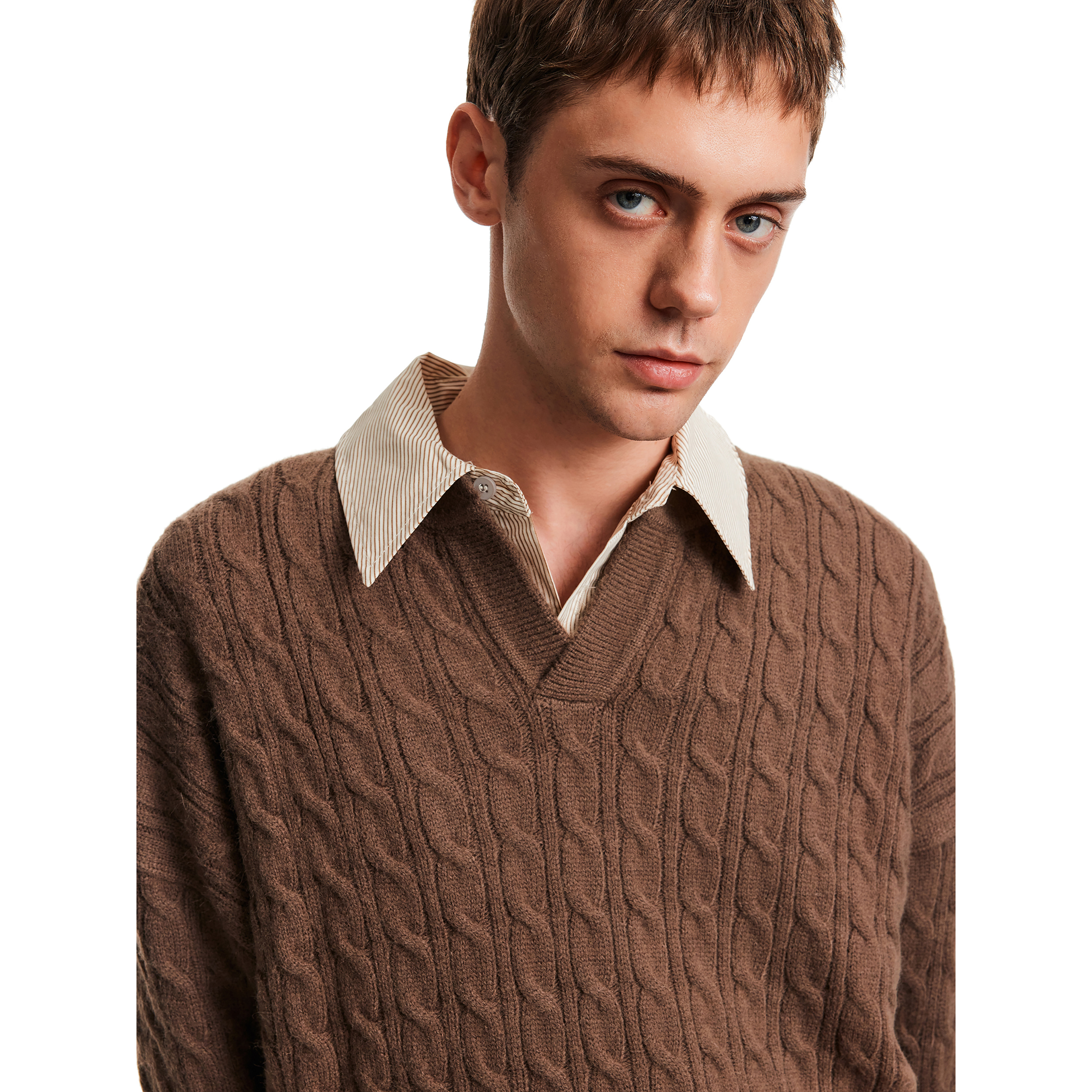 MADWITCH秋冬复古编织麻花针织衫毛衣男女宽松休闲V领套头上衣ins