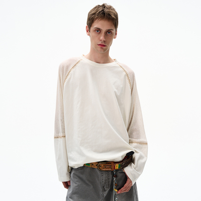 MADWITCH手缝线拼接针织长袖T恤