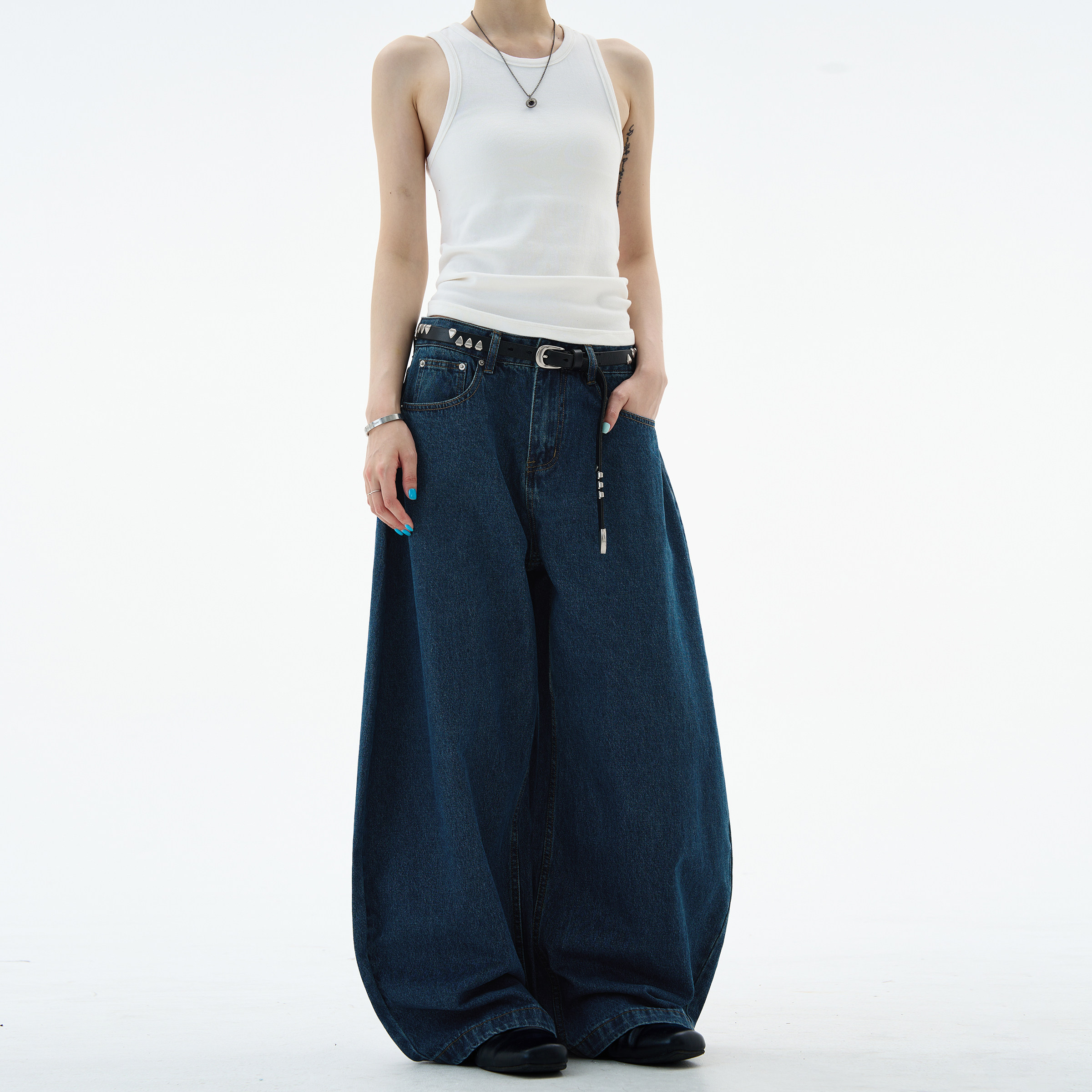 MADWITCH美式复古水洗弯刀牛仔裤男女宽松休闲廓形百搭阔腿裤子潮,男装,牛仔裤,淘宝优惠券,粉丝福利购,淘宝优惠卷