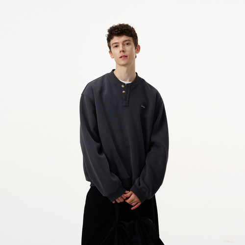 MADWITCH美式复古亨利领卫衣