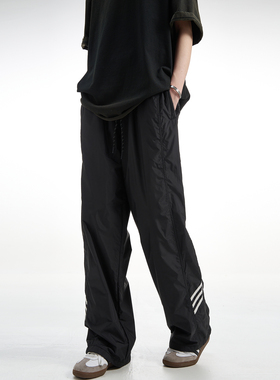 MADWITCH美式高级感休闲裤男复古运动风直筒裤宽松简约裤子女ins