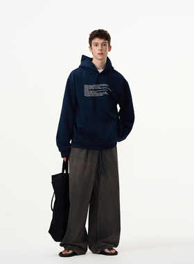 MADWITCH扭曲字母印花连帽卫衣男宽松复古休闲情侣款cleanfit外套