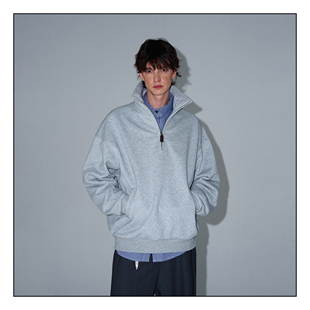 MADWITCH冬季简约加绒卫衣男女百搭休闲cleanfit半拉链立领上衣潮