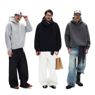 MADWITCH美式简约空气层连帽卫衣男女宽松休闲cleanfit高级感上衣