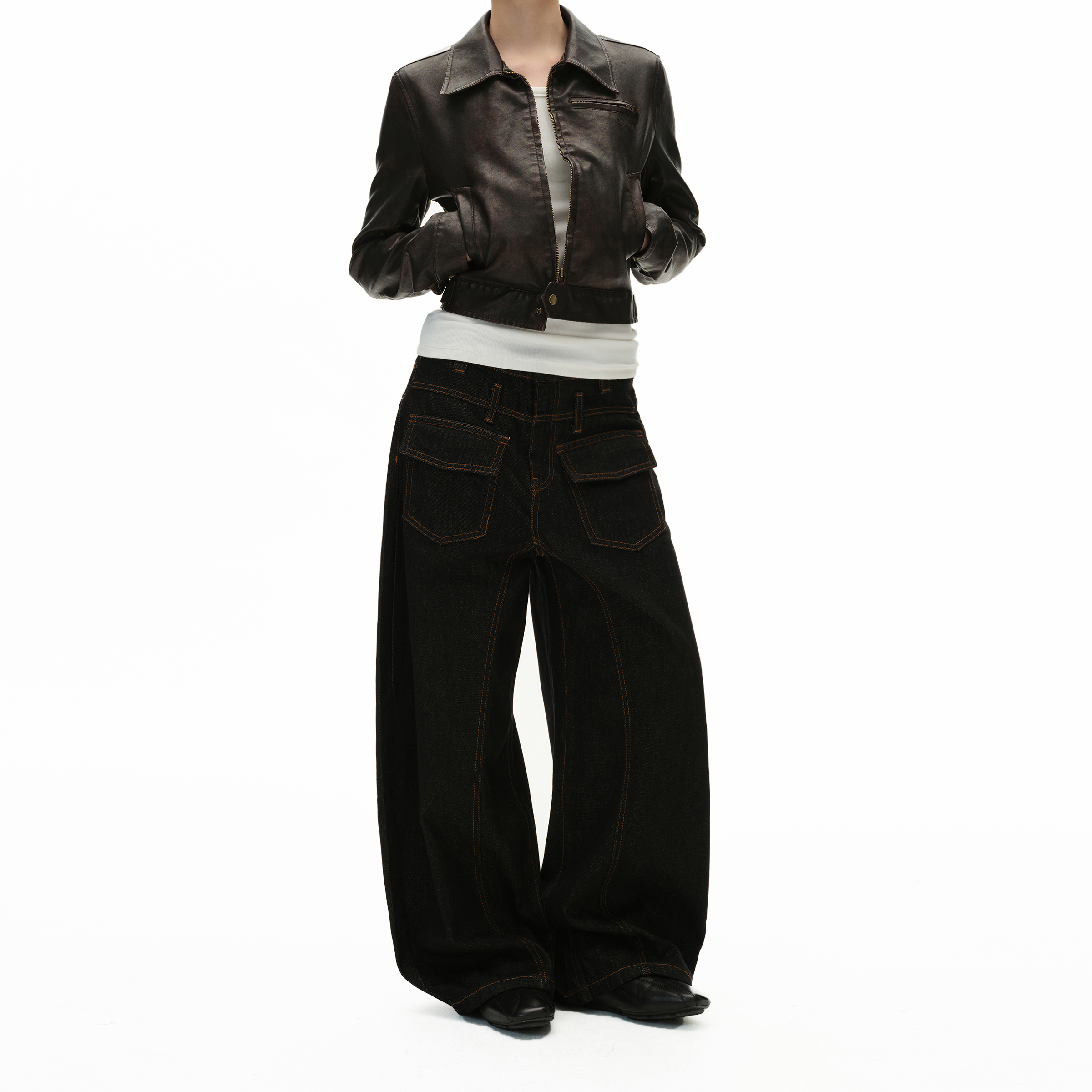 MADWITCH美式小众反穿弯刀牛仔裤