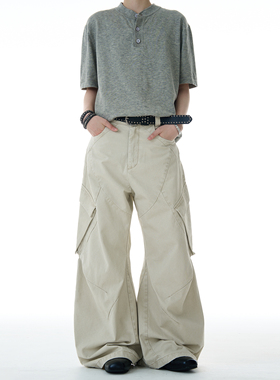 MADWITCH美式复古解构大口袋休闲工装裤男女宽松阔腿vintage长裤