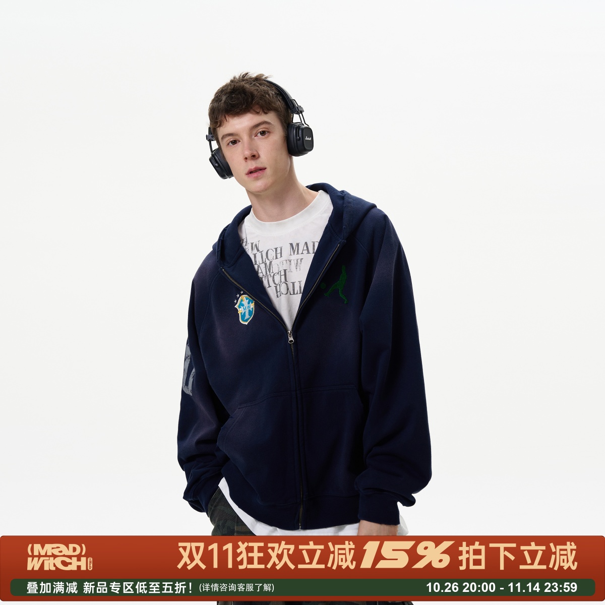 MADWITCH不规则水洗做旧卫衣