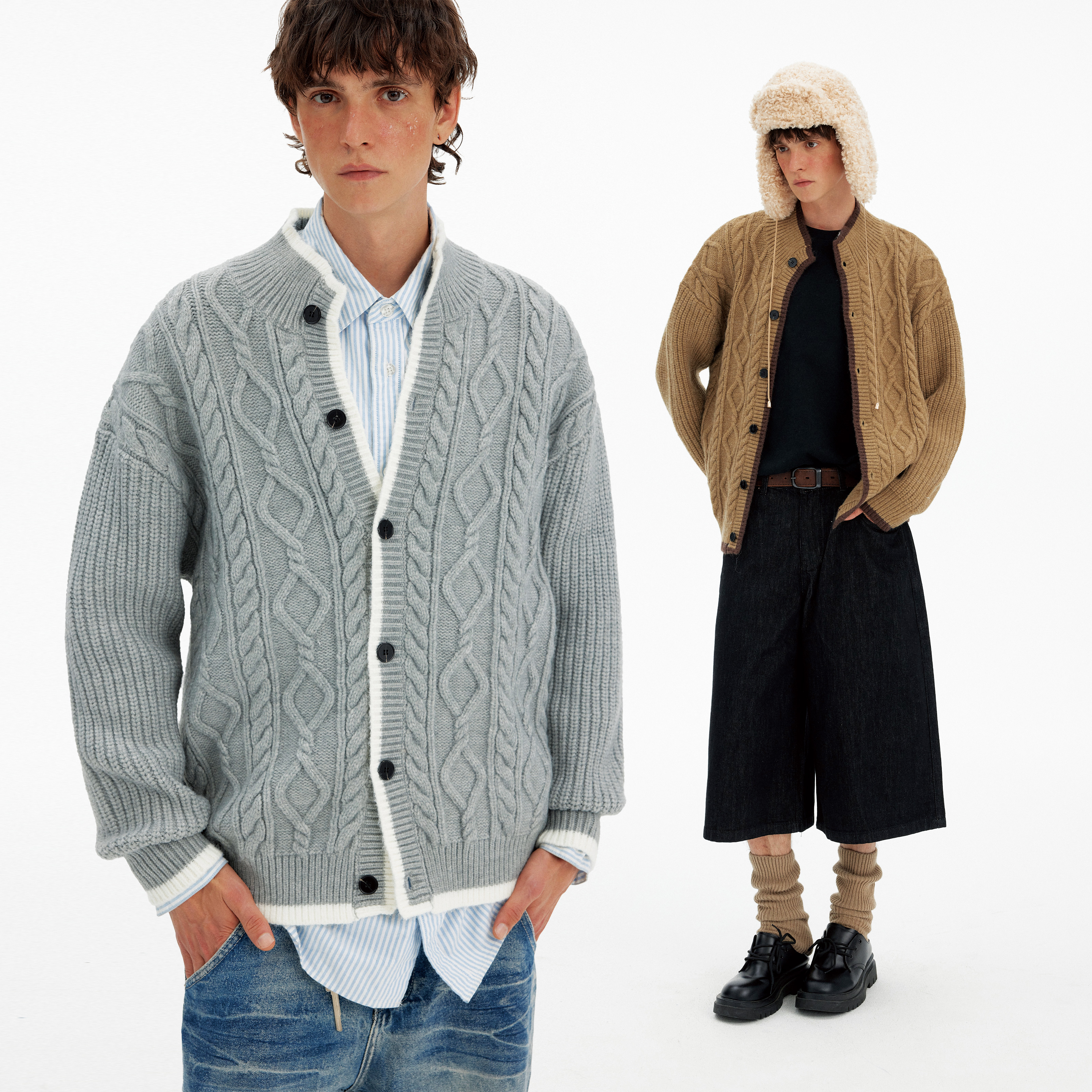 MADWITCH复古老钱风麻花针织毛衣