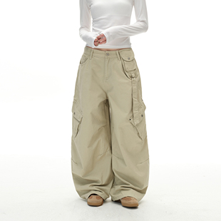 MADWITCH美式复古多口袋弯刀工装裤男女宽松廓形设计感痞帅休闲裤