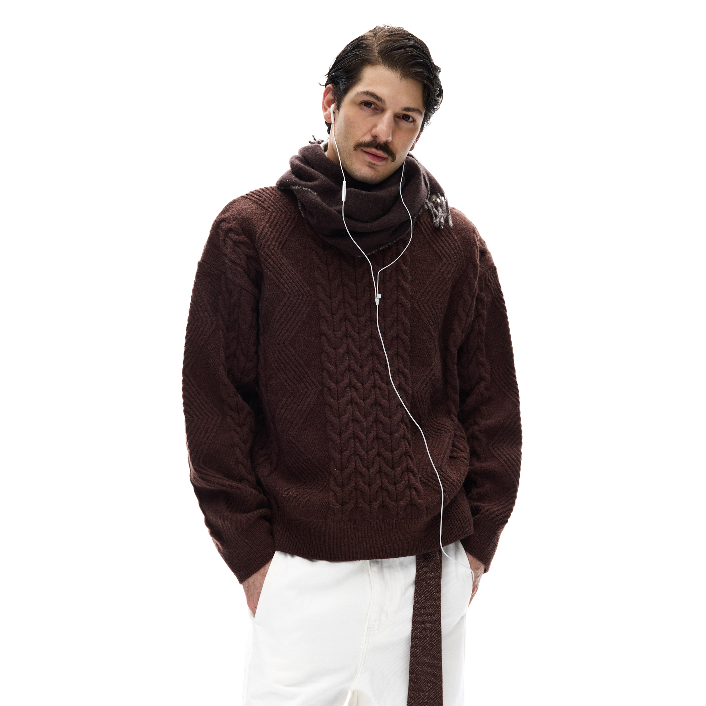 MADWITCH复古麻花纹针织衫毛衣潮