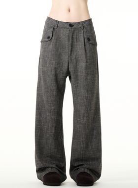 MADWITCH新款欧美老钱风垂感休闲裤男女宽松复古vintage微喇裤子