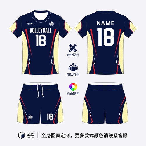可定制LOGO速干透气排球服