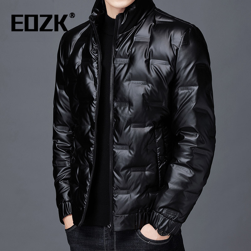 Eozk男士亮面羽绒服冬季2025年新款立领简约时尚轻薄舒适保暖外套