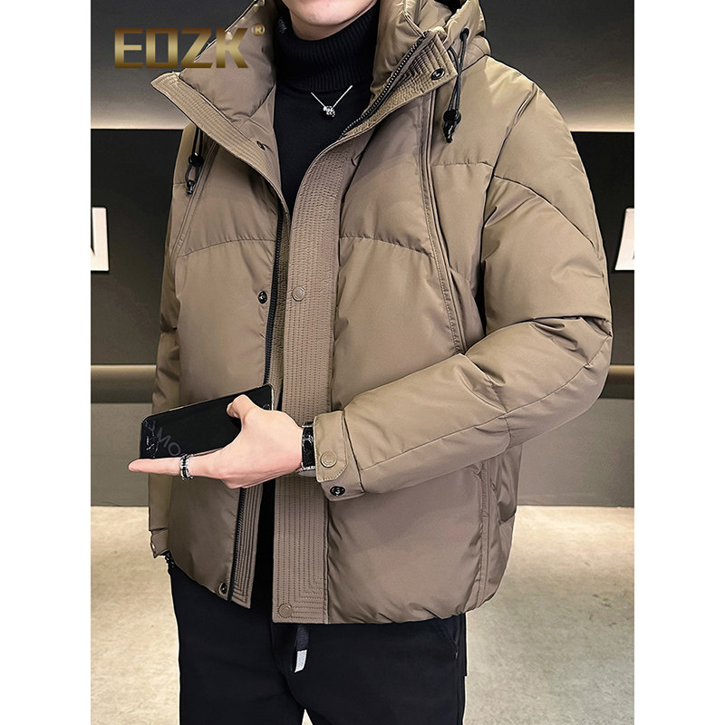 Eozk时尚休闲连帽羽绒服男2025冬季新款加厚防寒保暖男士外套短款