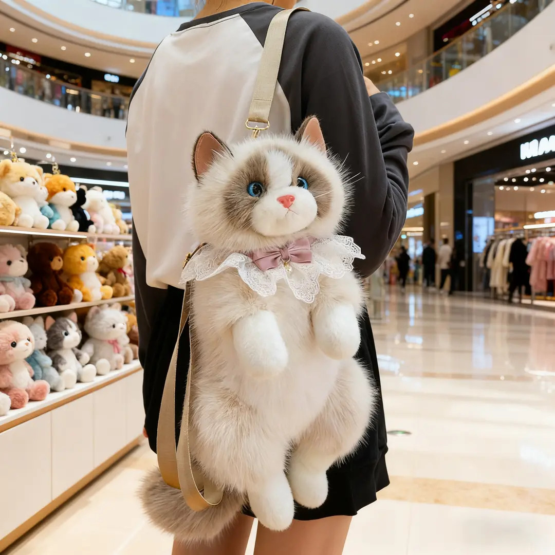 可爱仿真布偶猫小猫咪玩偶双肩包毛绒玩具男女孩生日礼物背包公仔,玩具/童车/益智/积木/模型,毛绒/玩偶/公仔/布艺类玩具,淘宝优惠券,粉丝福利购,淘宝优惠卷