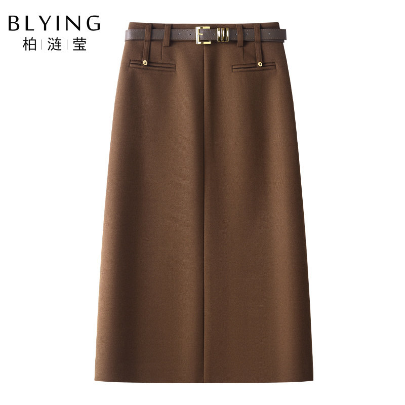 咖色毛呢半身裙秋女2025新款梨型身材遮胯中长裙a字直筒包臀裙子,女装/女士精品,半身裙,淘宝优惠券,粉丝福利购,淘宝优惠卷