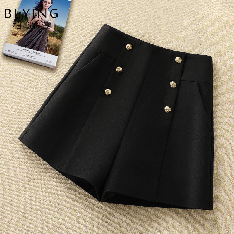 黑色西装短裤女2025新款秋季高腰阔腿A字裤小个子显瘦外穿休闲裤,女装/女士精品,休闲裤,淘宝优惠券,粉丝福利购,淘宝优惠卷