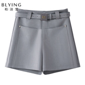 外穿小个子休闲裤 灰色西装 子 秋季 高腰显瘦A字短裤 短裤 女2025新款