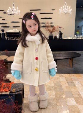 女童甜美风皮毛一体外套冬季