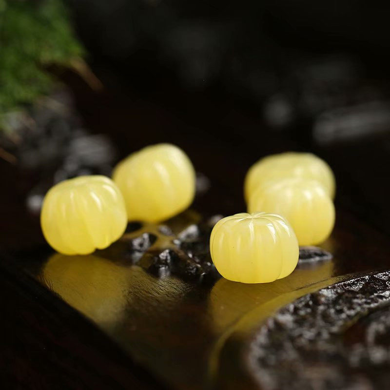 天然原石琥珀鸡油黄蜜蜡南瓜珠散珠子单珠串珠子隔珠耳坠文玩配饰
