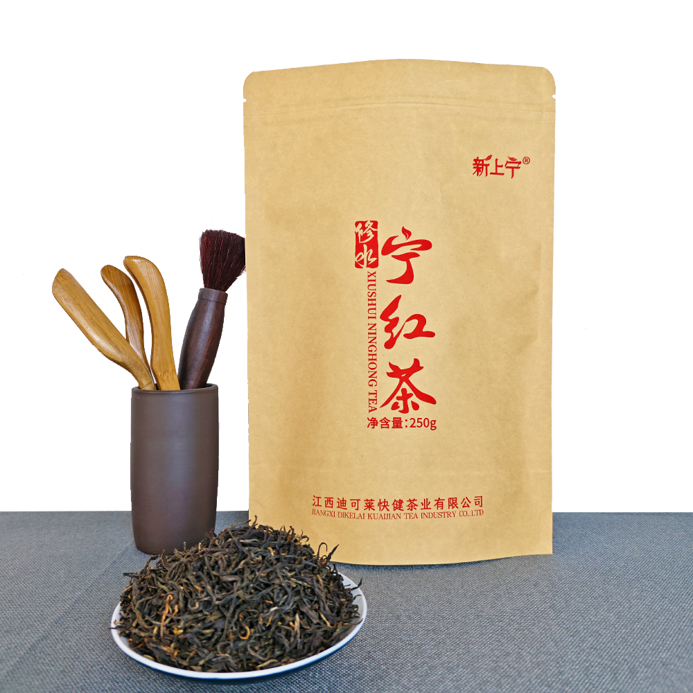 修水新上宁红茶250g牛皮纸自封袋装香甜简装自用办公茶叶 - 实物图