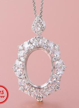 925银吊坠空托椭圆13*18mm大尺寸