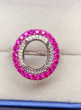 红色双层锆石9*11mm活口戒指空托