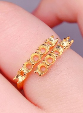 S925银戒指空托圆3*3mm裸石10粒