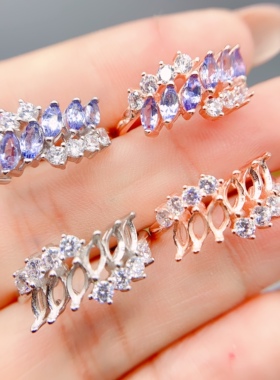 伯利尔女S925戒指空托