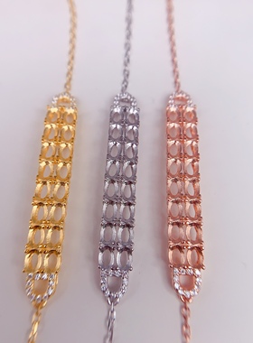 纯银手链托韩版时尚双排设计镶嵌