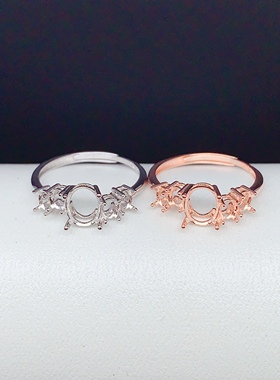 S925戒指空托3*4/6*8mm彩宝