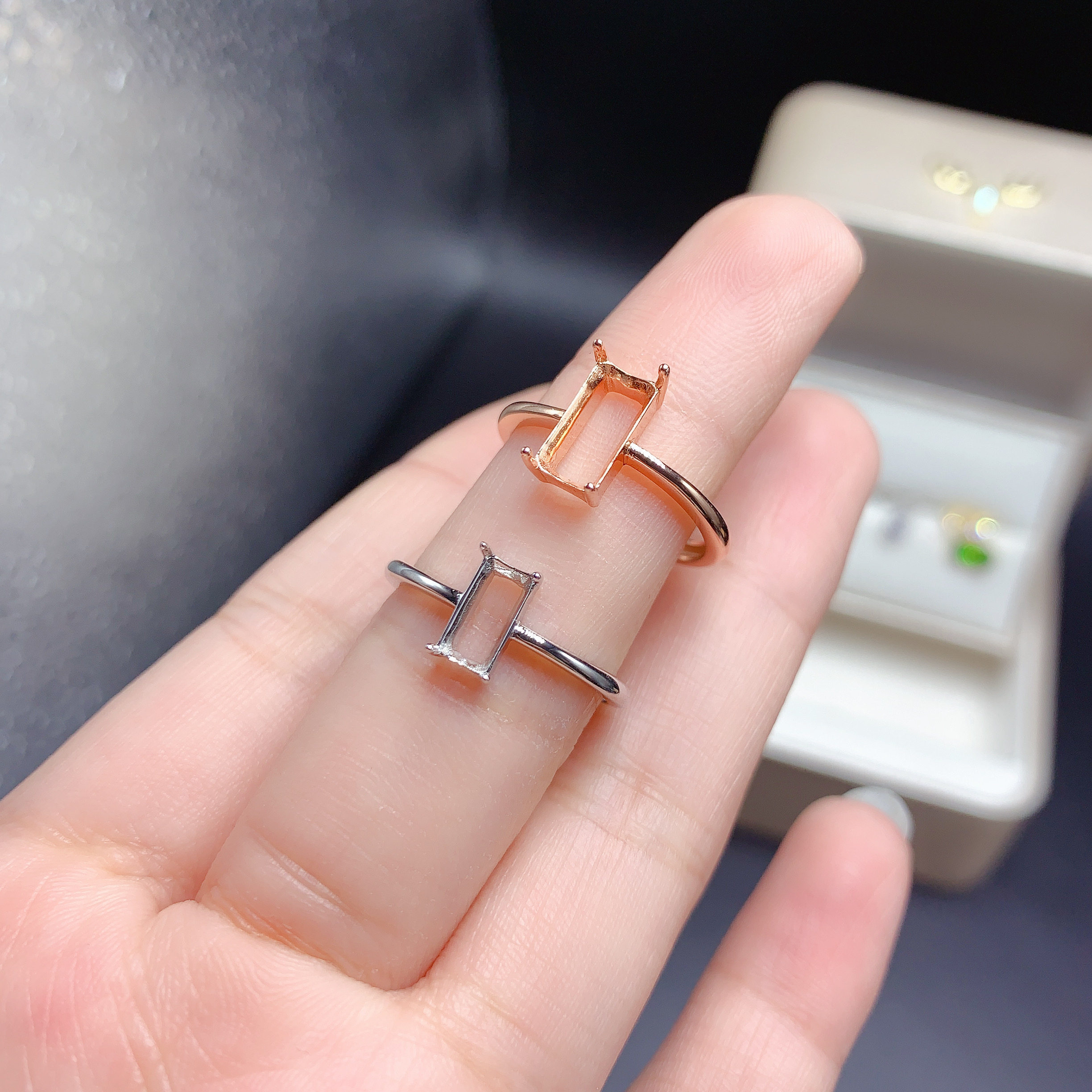 伯利尔女S925戒指空托