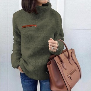 拉链高领保暖女上衣 秋冬时尚 毛衣 爆款 热卖