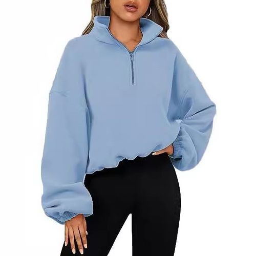 加绒加厚半拉链奥粒绒保暖运动卫衣女修身健身秋冬瑜伽服卫衣