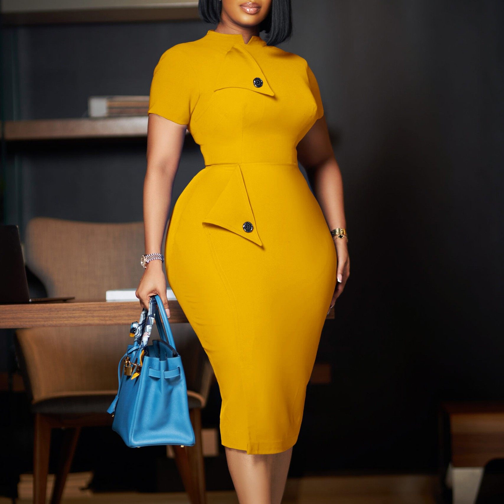 跨境女装亚马逊时尚气质通勒铅笔短袖半高领包臀外贸连衣裙,个性定制/设计服务/DIY,连衣裙加工定制,淘宝优惠券,粉丝福利购,淘宝优惠卷