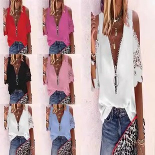 子悠闲衬衫 速卖通领吊带镂空袖 春夏秋欧美女装 新款