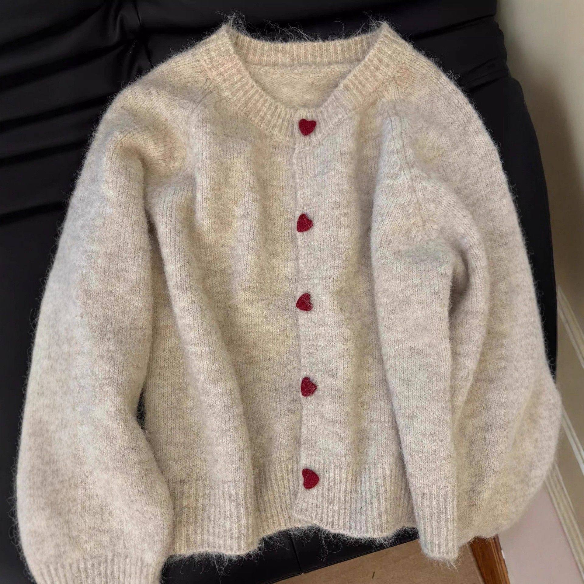 跨境速卖通爱心扣子毛衣外套女秋季新款感宽松圆领针织开衫上,个性定制/设计服务/DIY,连衣裙加工定制,淘宝优惠券,粉丝福利购,淘宝优惠卷