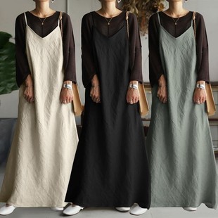 妇女休闲宽松固体裙领露背性感长连衣裙 妇女聚会礼服 无袖