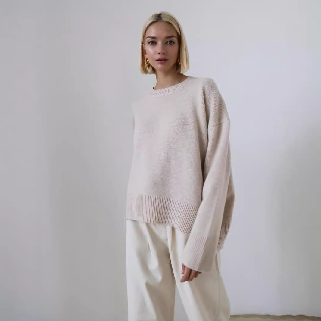 针织衫秋冬欧美女装毛衣跨境俄罗斯新款毛衣圆领宽松女