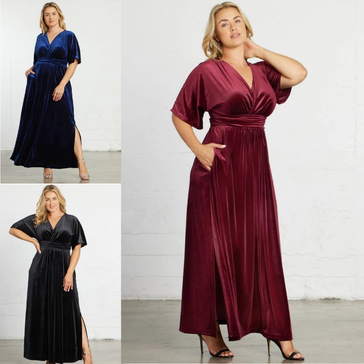 春季新款女士连衣裙跨境亚马逊独立站热卖韩国绒短袖长裙礼服