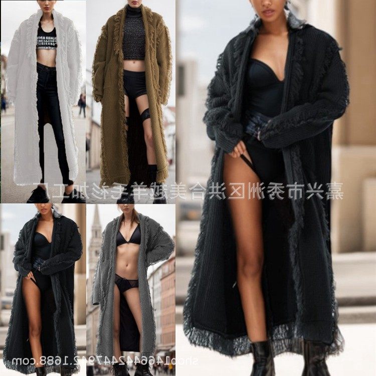 速卖通亚马逊新款女式针织开衫欧美宽松长款开衫流苏外套毛衣,个性定制/设计服务/DIY,连衣裙加工定制,淘宝优惠券,粉丝福利购,淘宝优惠卷