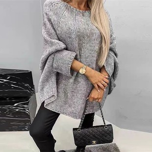 针织衫 亚马逊针织披肩毛衣秋冬季 时尚 欧美跨境毛衣斗篷雨披式 新款