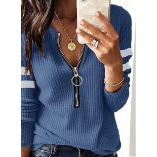 长袖 亚马逊女装 跨境春秋网红热销针织欧美恤